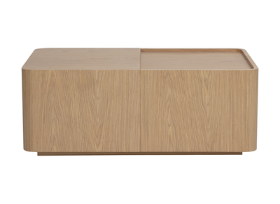 Rechteckiger Couchtisch aus hellem Eichenholz mit Stauraum L100 cm BELLY