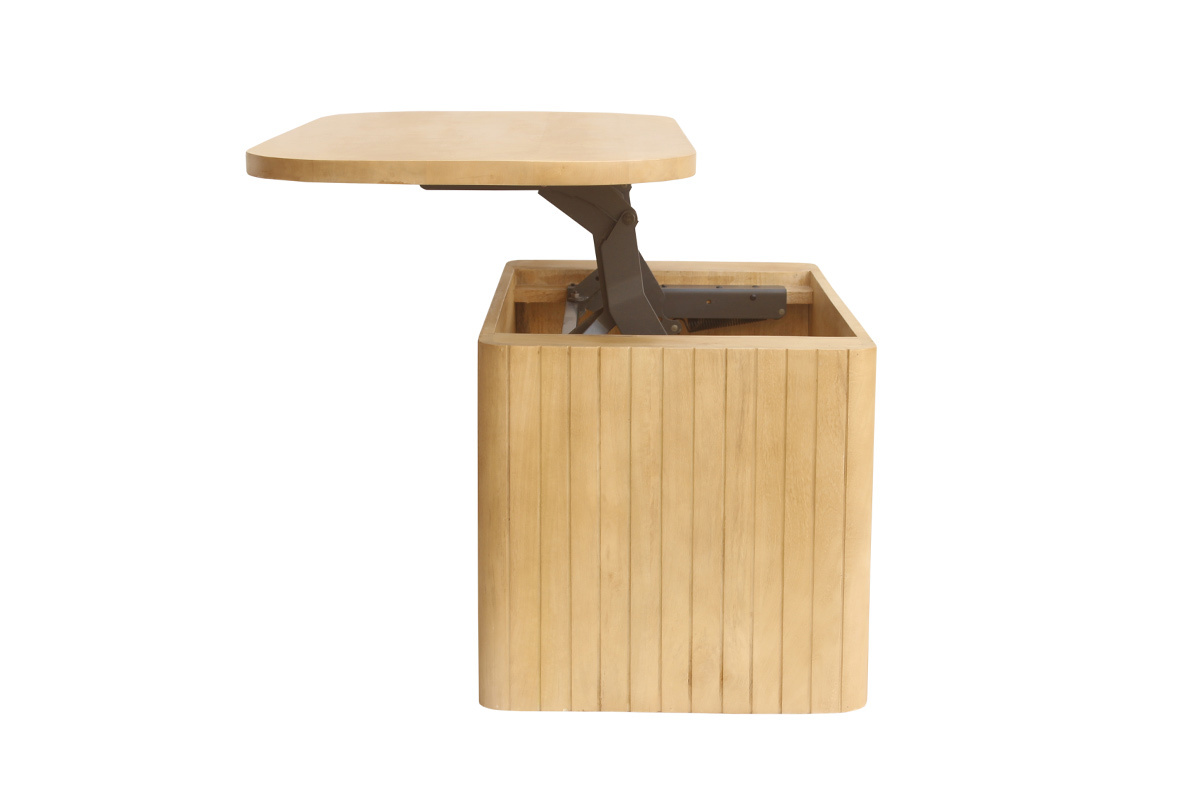 Rechteckiger Couchtisch aus massivem Mangoholz mit Hubfunktion L100 cm LATIGO