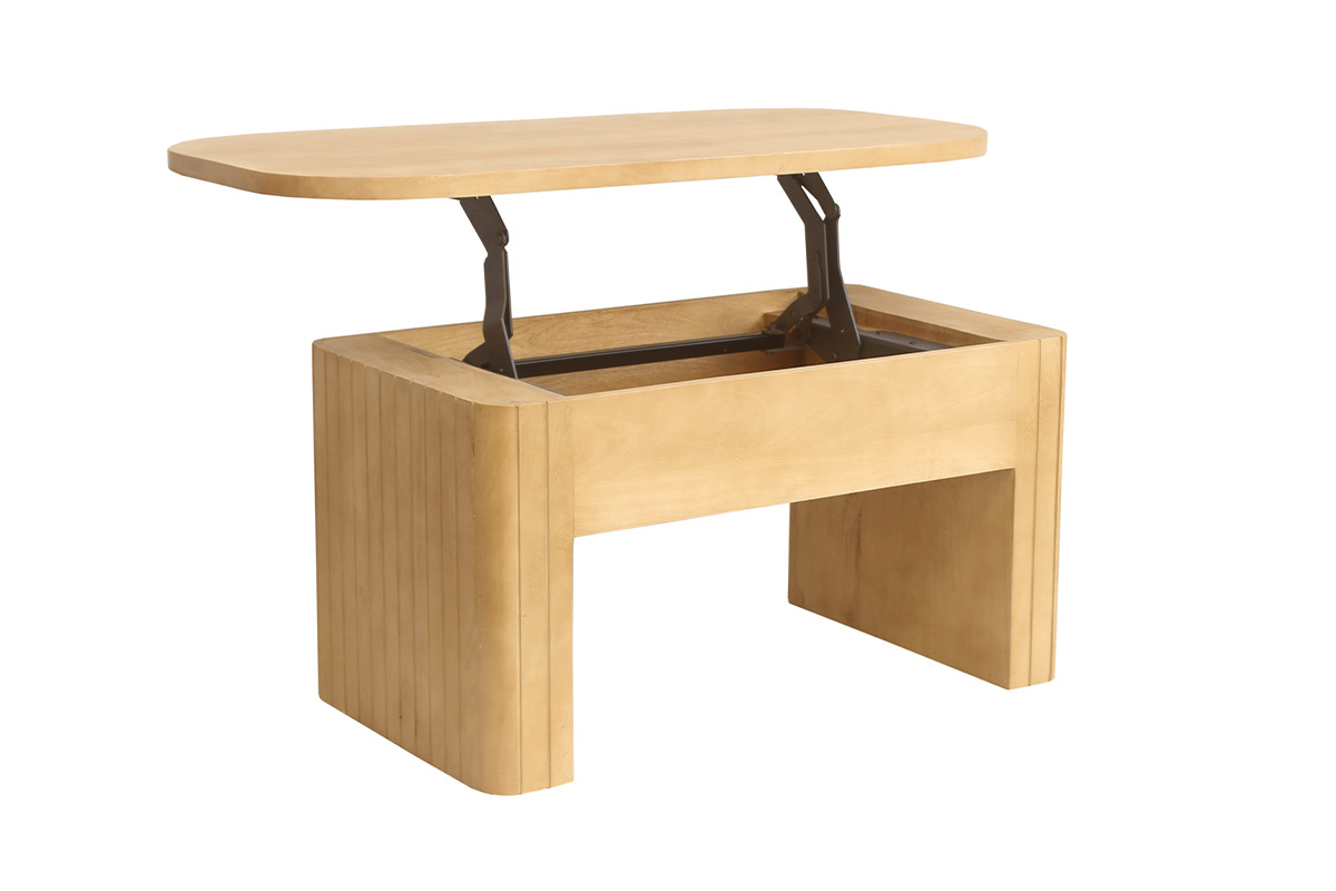 Rechteckiger Couchtisch aus massivem Mangoholz mit Hubfunktion L100 cm LATIGO