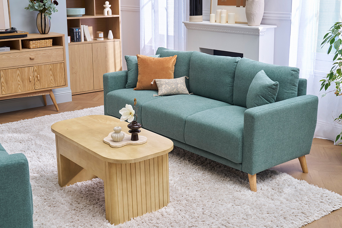 Rechteckiger Couchtisch aus massivem Mangoholz mit Hubfunktion L100 cm LATIGO