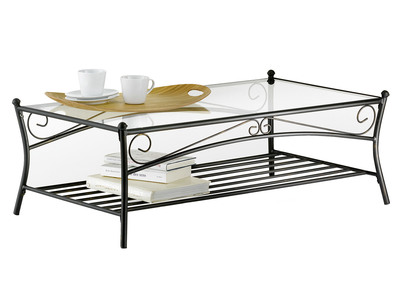 Rechteckiger Couchtisch aus Stahl und Glas Florence