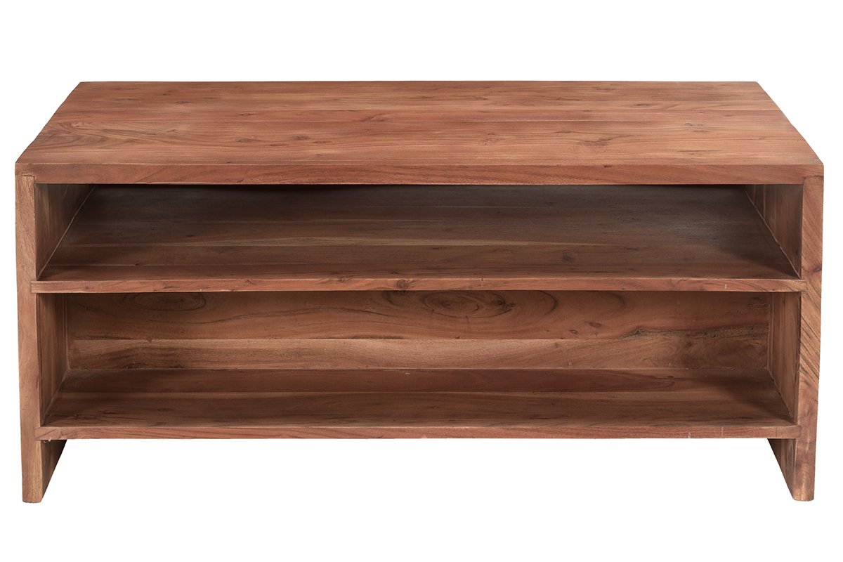 Rechteckiger Couchtisch mit Ablagefchern aus Massivholz L100 cm BOHEMIAN