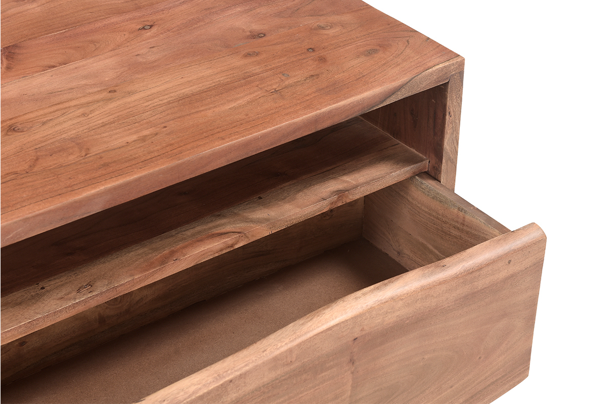 Rechteckiger Couchtisch mit Ablagefchern aus Massivholz L100 cm BOHEMIAN