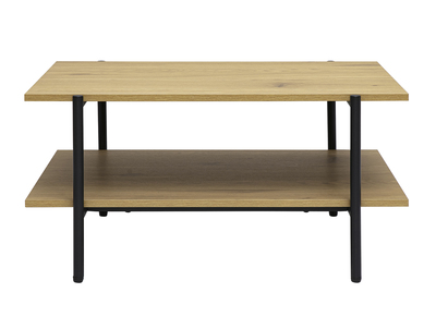 Rechteckiger Couchtisch mit heller Holzoptik, Eiche und schwarzem Metall L80 cm PIPPA