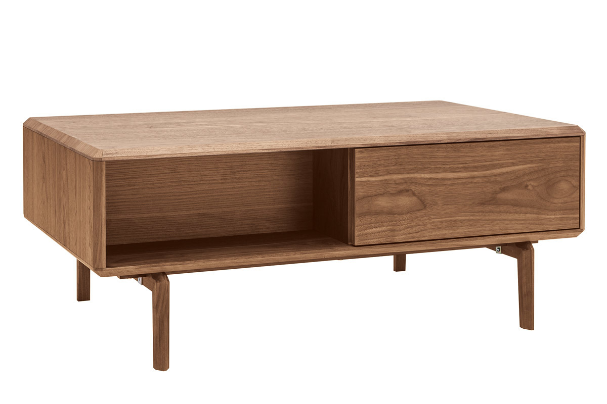 Rechteckiger Couchtisch mit Stauraum dunkles Walnussholz L100 cm SUVA