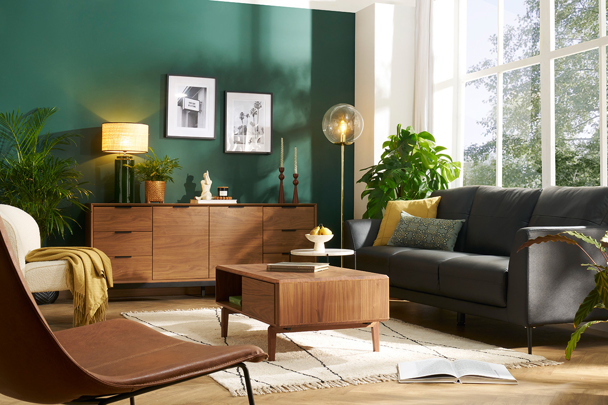 Rechteckiger Couchtisch mit Stauraum dunkles Walnussholz L100 cm SUVA