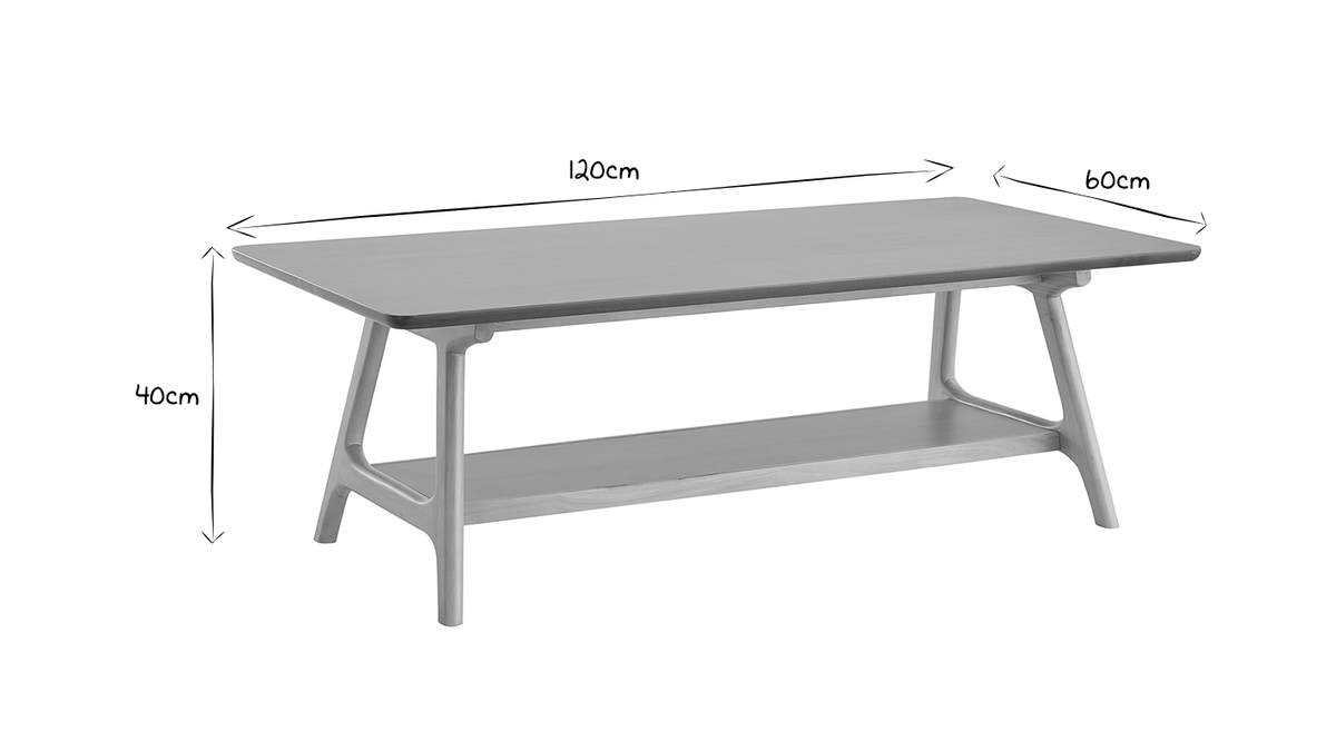 Rechteckiger Couchtisch skandinavisch aus Eichenfurnier B120 cm BAKAR