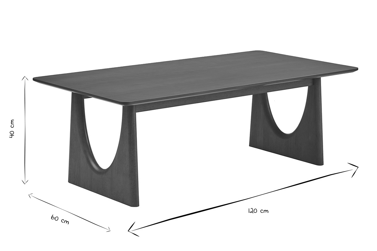 Abmessungen des rechteckigen KUALA-Couchtischs in Schwarz und Wei�, L120 x T60 x H40 cm