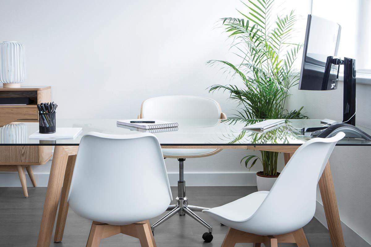 Rechteckiger Design-Esstisch DAVOS L200 Glasplatte