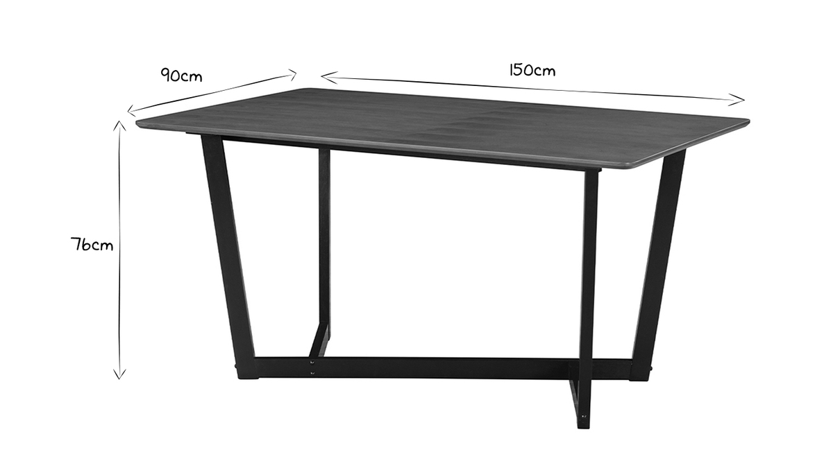 Rechteckiger Design-Tisch aus Nussbaum und schwarz gebeiztem Holz L150 cm KOUK
