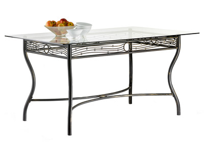 Rechteckiger Esstisch aus Stahl und Glas Florence