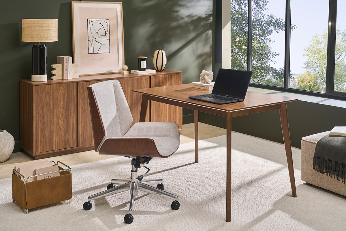 Rechteckiger Esstisch dunkles Holz Nussbaum L120 cm ELION