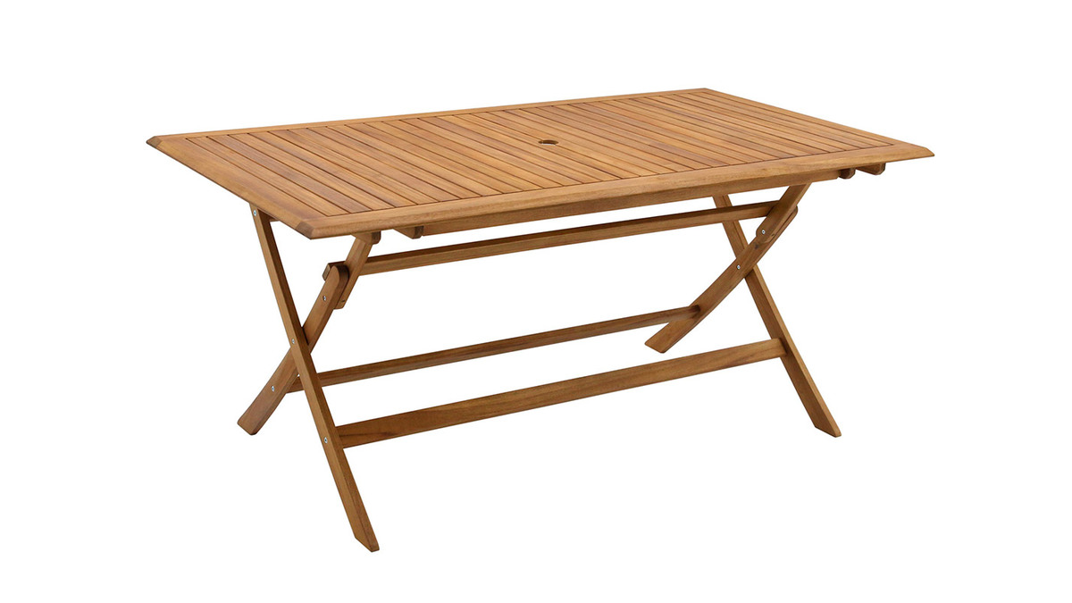 Rechteckiger Gartentisch aus Massivholz B170 cm zusammenklappbar SANTIAGO