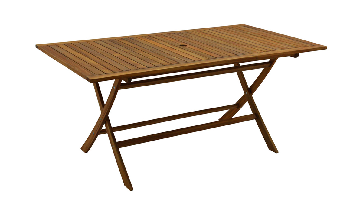 Rechteckiger Gartentisch aus Massivholz L170 cm zusammenklappbar CANOPEE