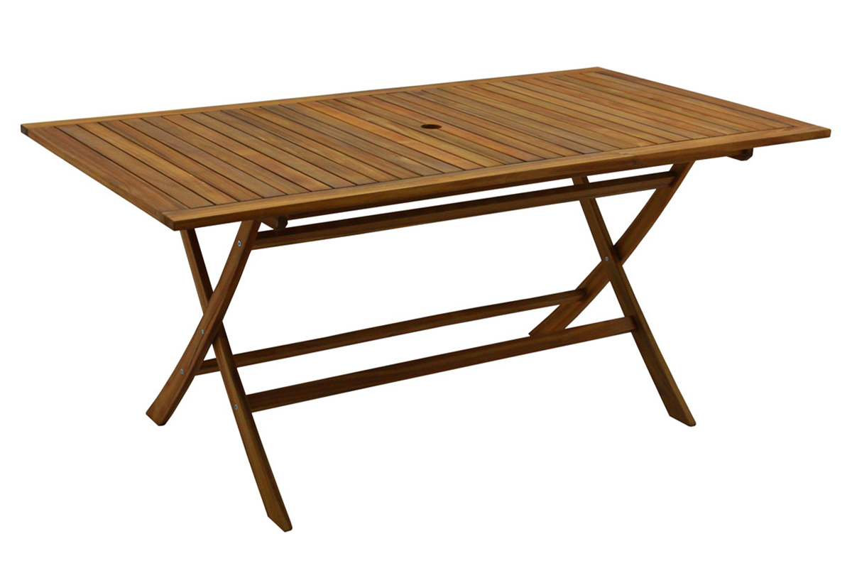 Rechteckiger Gartentisch aus Massivholz L170 cm zusammenklappbar CANOPEE