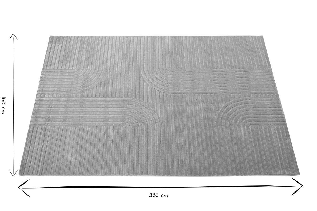 Rechteckiger grauer Grafikteppich 160 x 230 cm MAGNUS