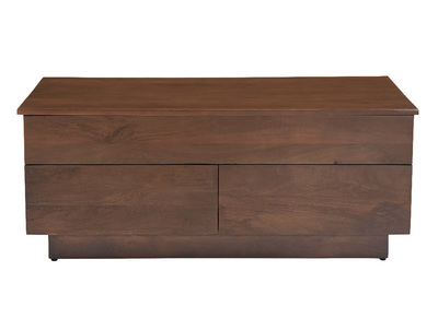 Rechteckiger, hochklappbarer Couchtisch aus dunkelbraunem massivem Mangoholz L102 cm NEXO