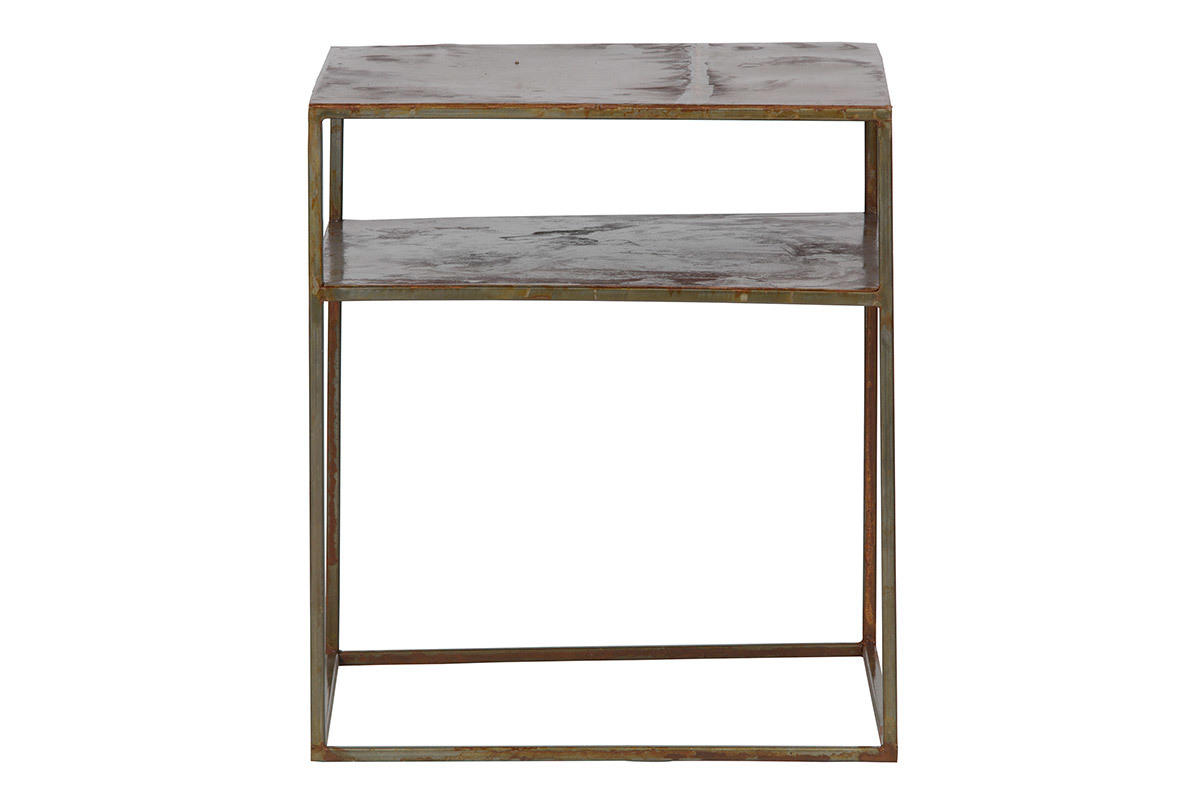 Rechteckiger Metall-Beistelltisch im Rost-Look MOHO