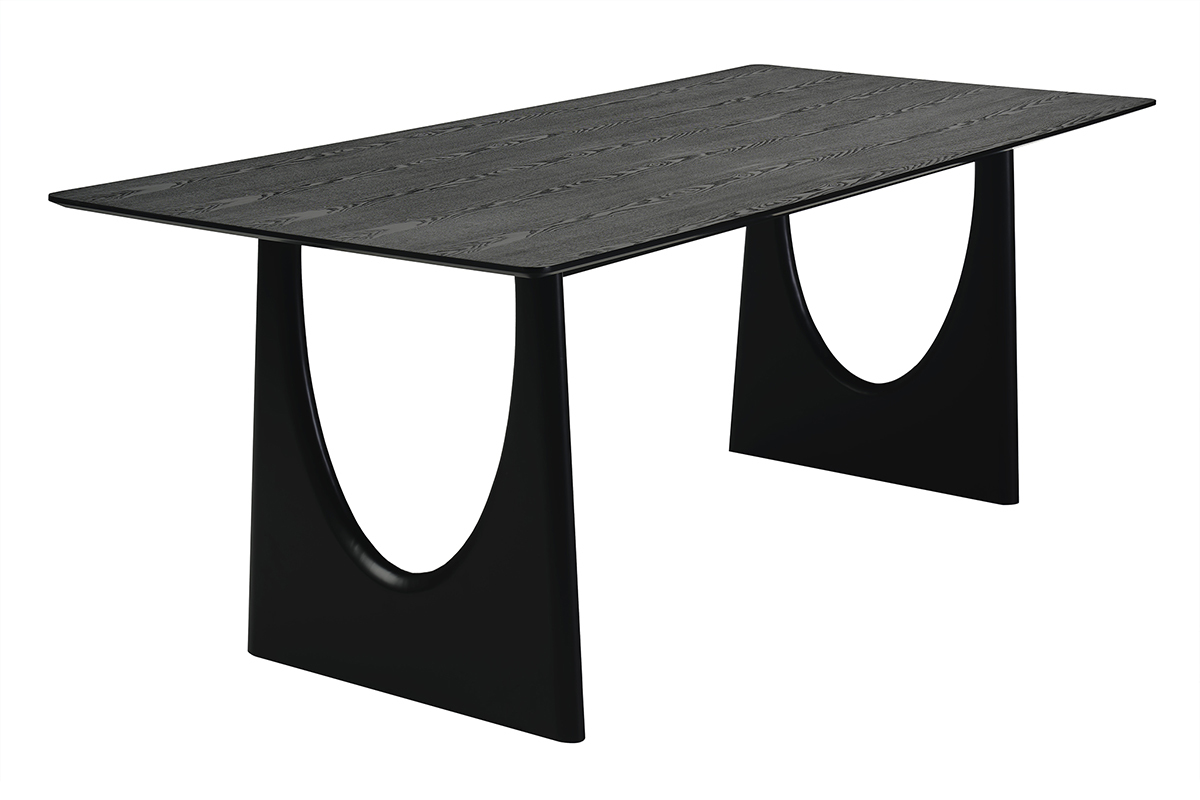 Rechteckiger schwarzer Esstisch KUALA, 3/4-Ansicht, Ma�e L200 x T90 x H75 cm