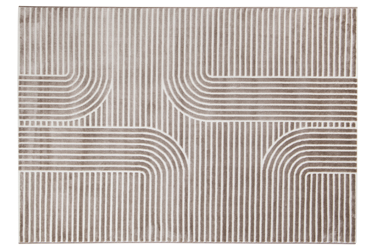 Rechteckiger taupefarbener Grafikteppich 160 x 230 cm MAGNUS