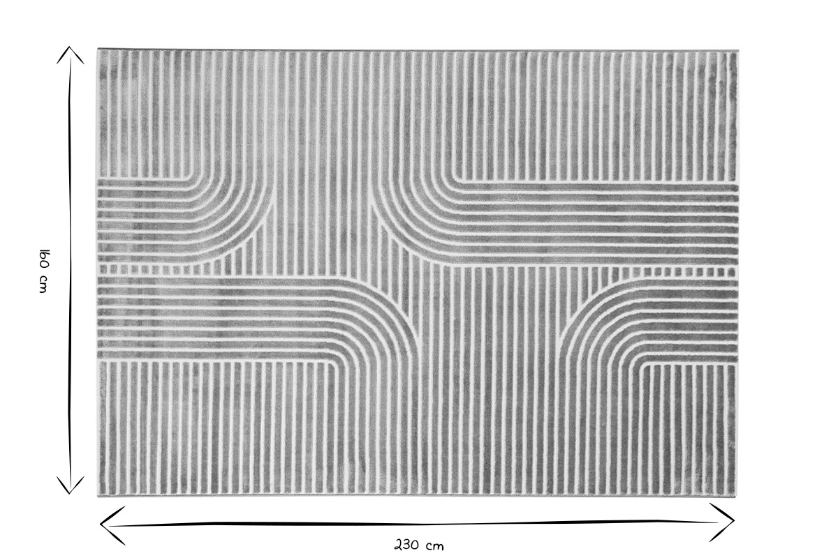 Rechteckiger taupefarbener Grafikteppich 160 x 230 cm MAGNUS