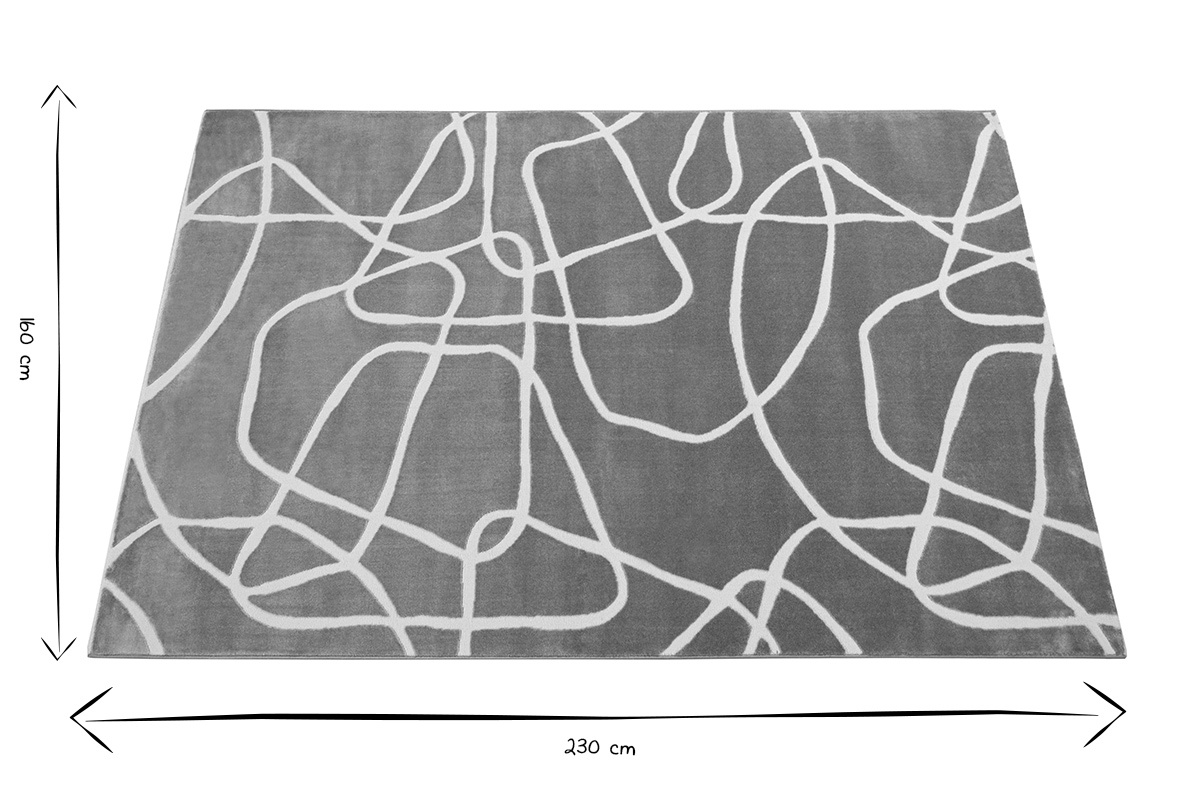 Rechteckiger Teppich in Taupe mit Line-Art-Motiven 160 x 230 cm APOLLINE