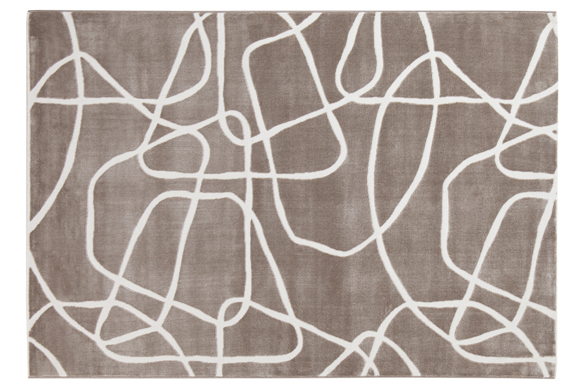 Rechteckiger Teppich in Taupe mit Line-Art-Motiven 160 x 230 cm APOLLINE
