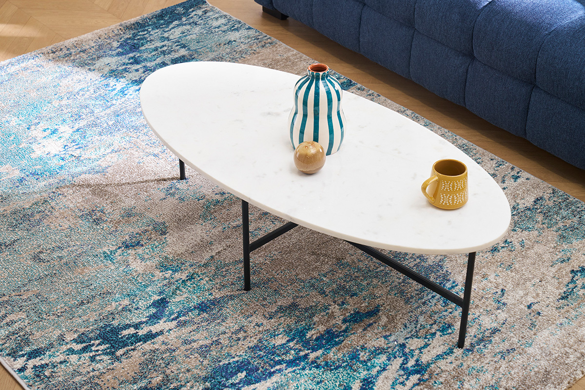 Rechteckiger Teppich mit abstraktem Muster in Blau 160x230 cm CAPS