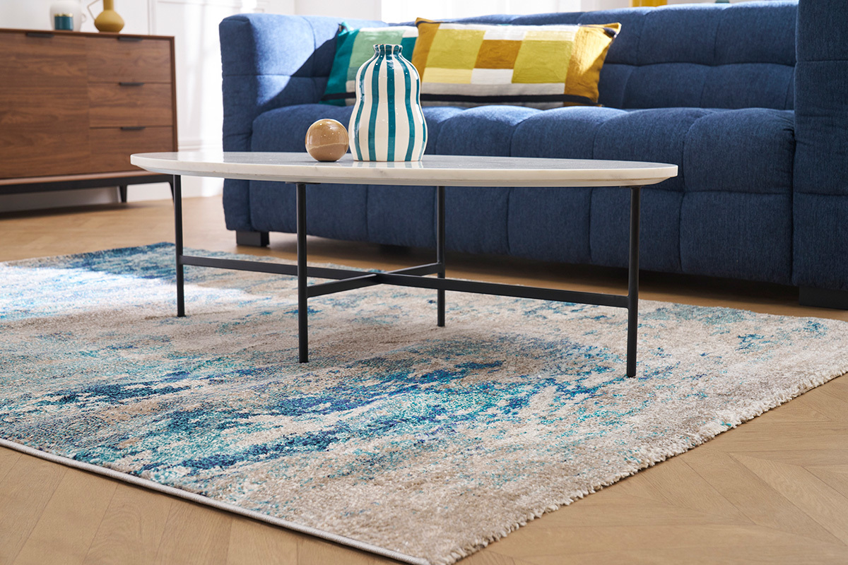 Rechteckiger Teppich mit abstraktem Muster in Blau 160x230 cm CAPS