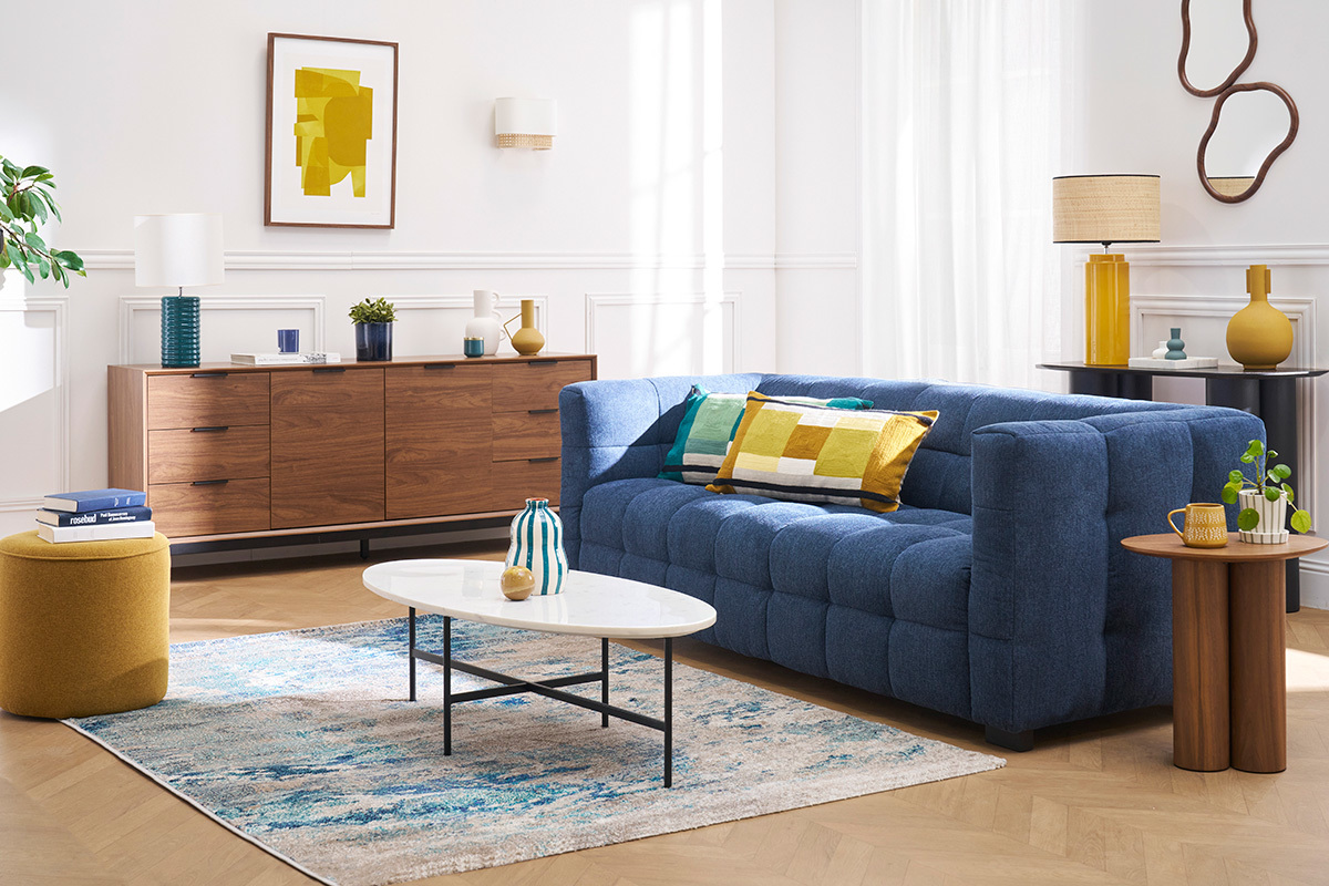 Rechteckiger Teppich mit abstraktem Muster in Blau 160x230 cm CAPS