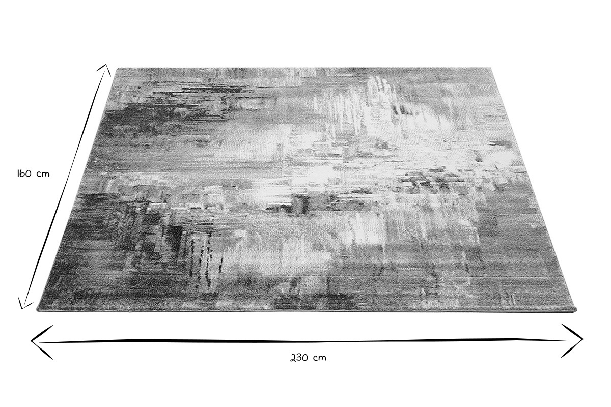 Rechteckiger Teppich mit abstrakten Mustern 160 x 230 cm in Schwarz und Wei�, auf dem Bild angegebene Ma�e.