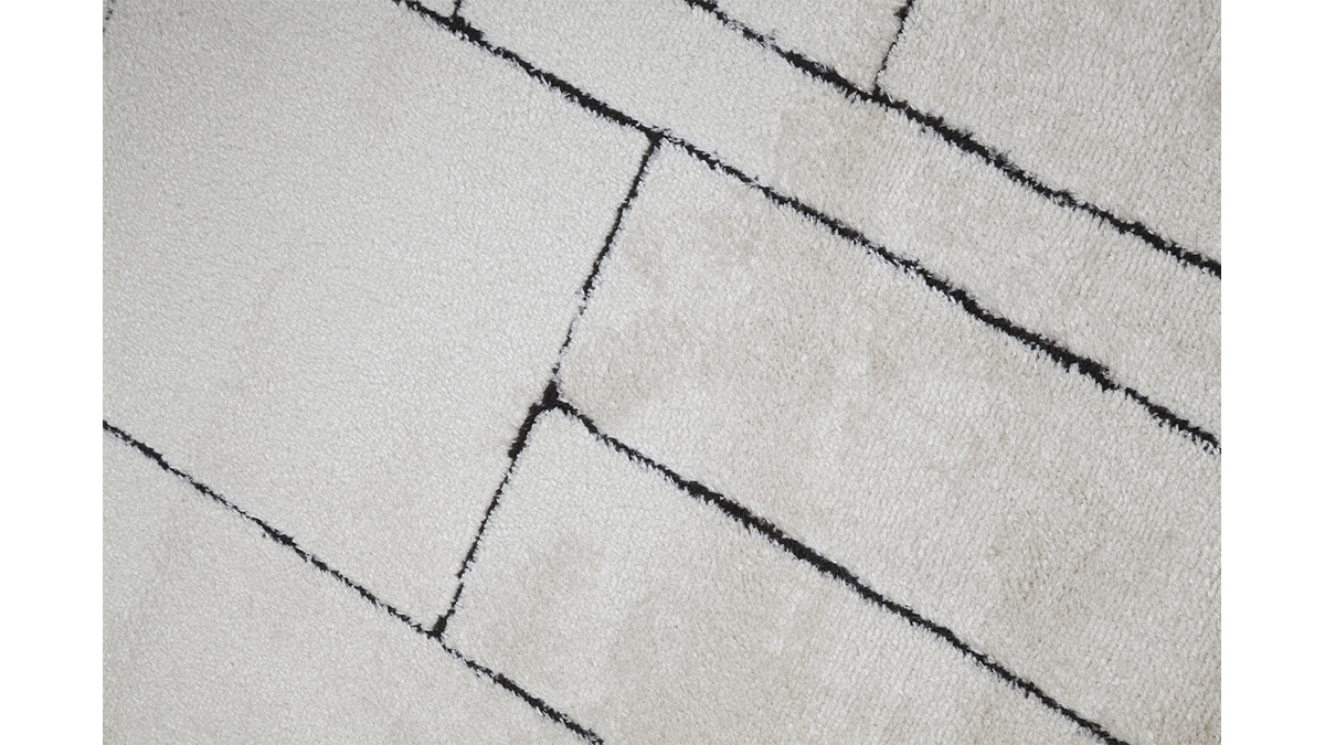 Rechteckiger Teppich mit geometrischem Muster in Off-White und Schwarz 160 x 230 cm ENVY