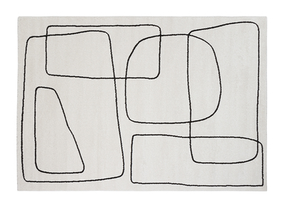 Rechteckiger Teppich mit Line-Art-Muster in Off-White und Schwarz 160 x 230 cm TIANA