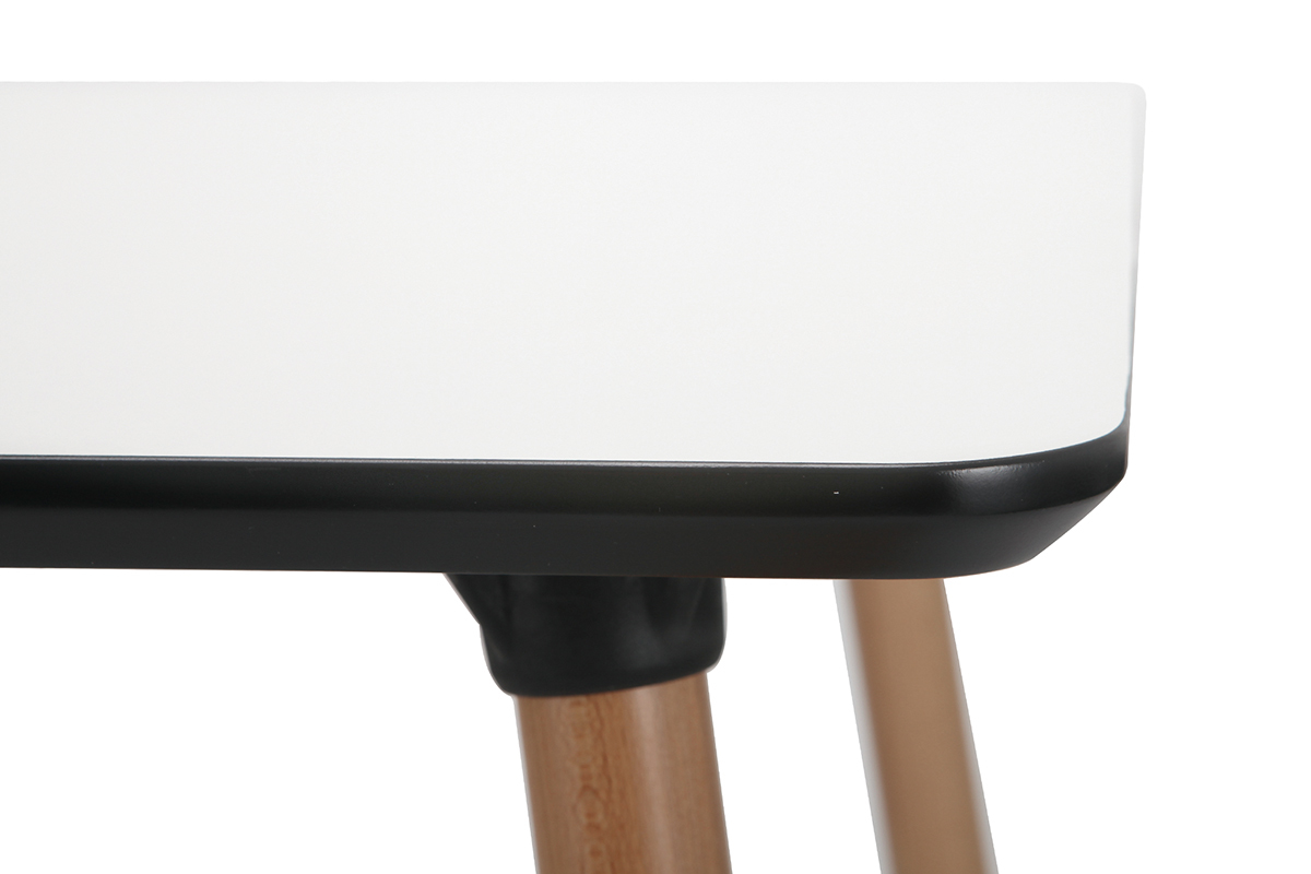 Rechteckiger wei�er Design-Tisch mit Tischbeinen aus Holz L80 BRUNCH