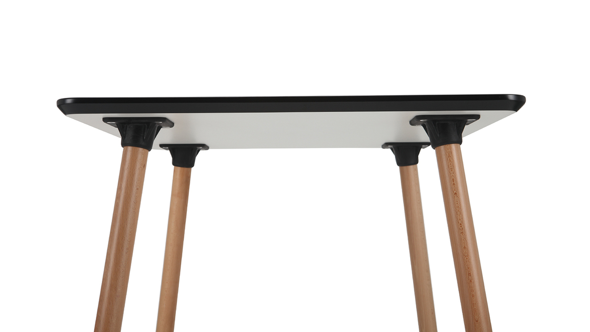 Rechteckiger weier Design-Tisch mit Tischbeinen aus Holz L80 BRUNCH