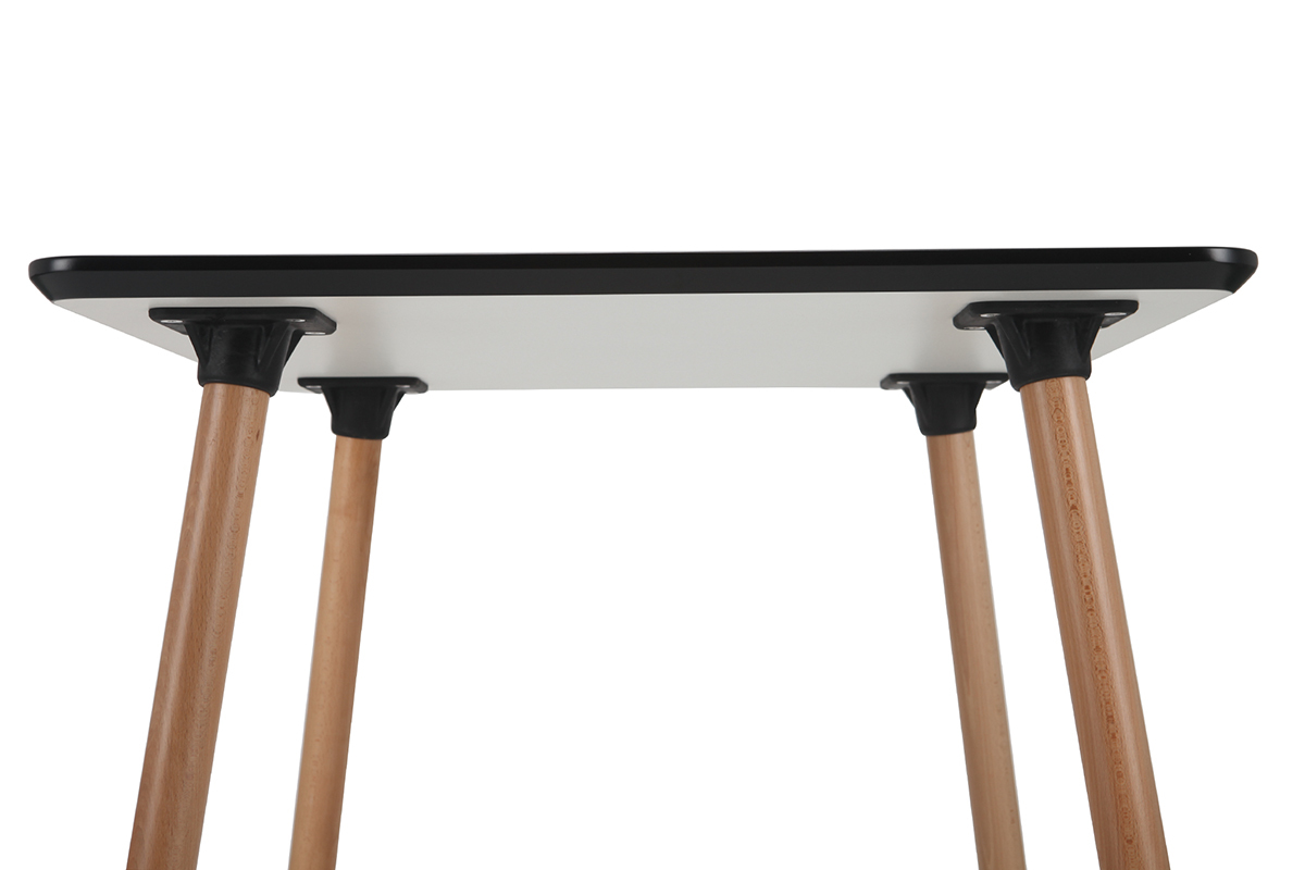 Rechteckiger wei�er Design-Tisch mit Tischbeinen aus Holz L80 BRUNCH