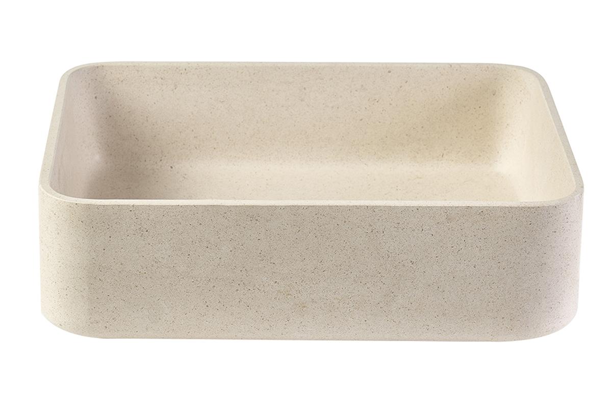 Rechteckiges Waschbecken aus Naturstein in Beige L48 cm ALIZEE