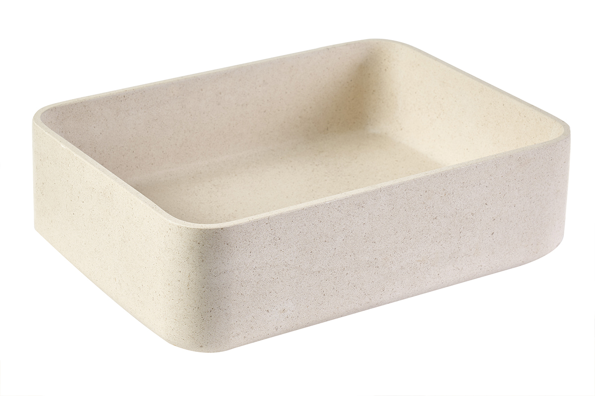 Rechteckiges Waschbecken aus Naturstein in Beige L48 cm ALIZEE