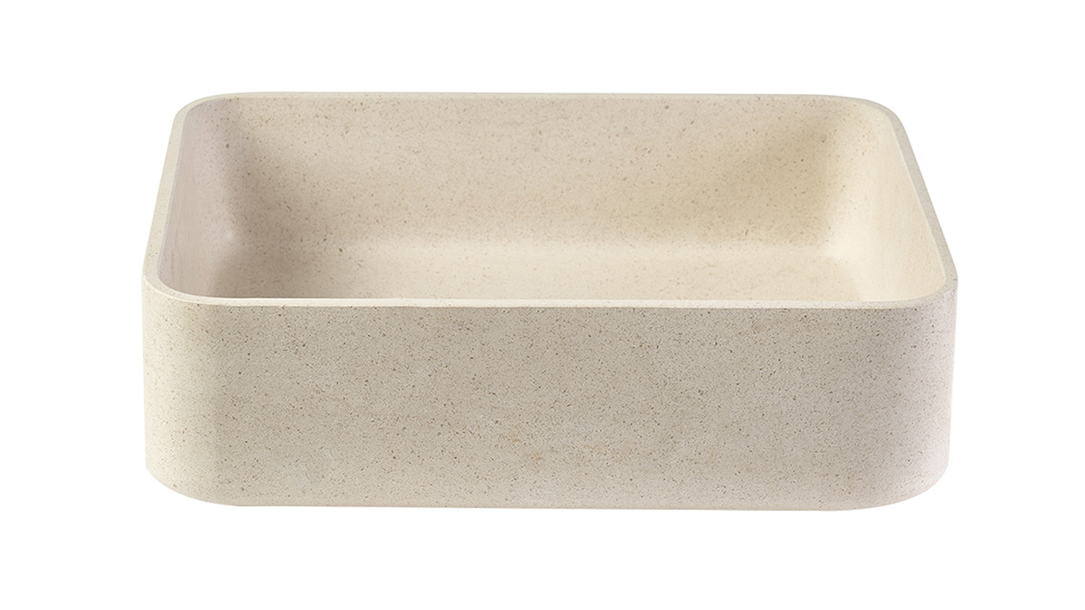 Rechteckiges Waschbecken aus Naturstein in Beige L48 cm ALIZEE