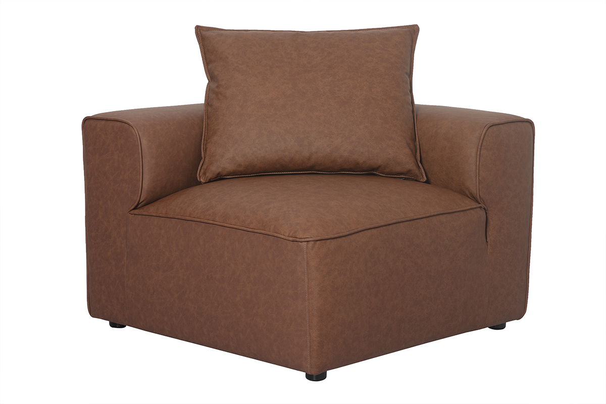 Rechtes Eckmodul fur braunes Ledersofa FERGUS
