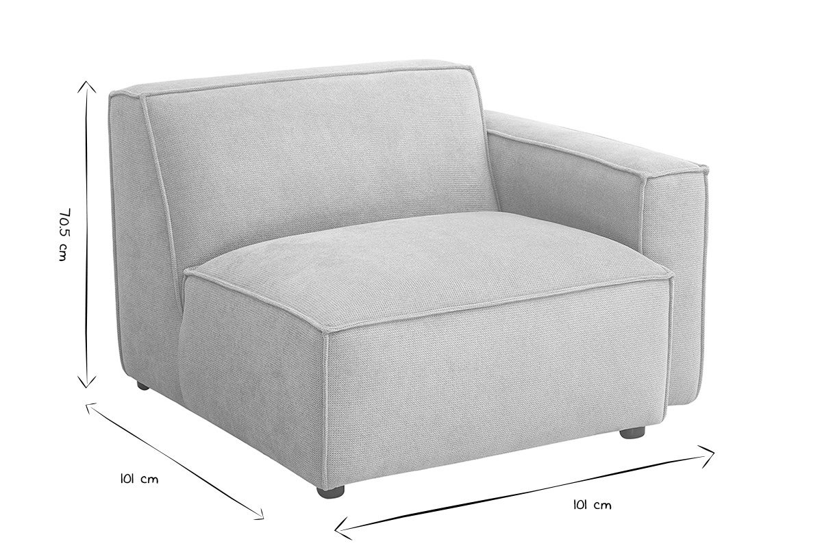 Rechtes Eckmodul fr Sofa in beigem Samteffekt-Texturstoff SPLIT