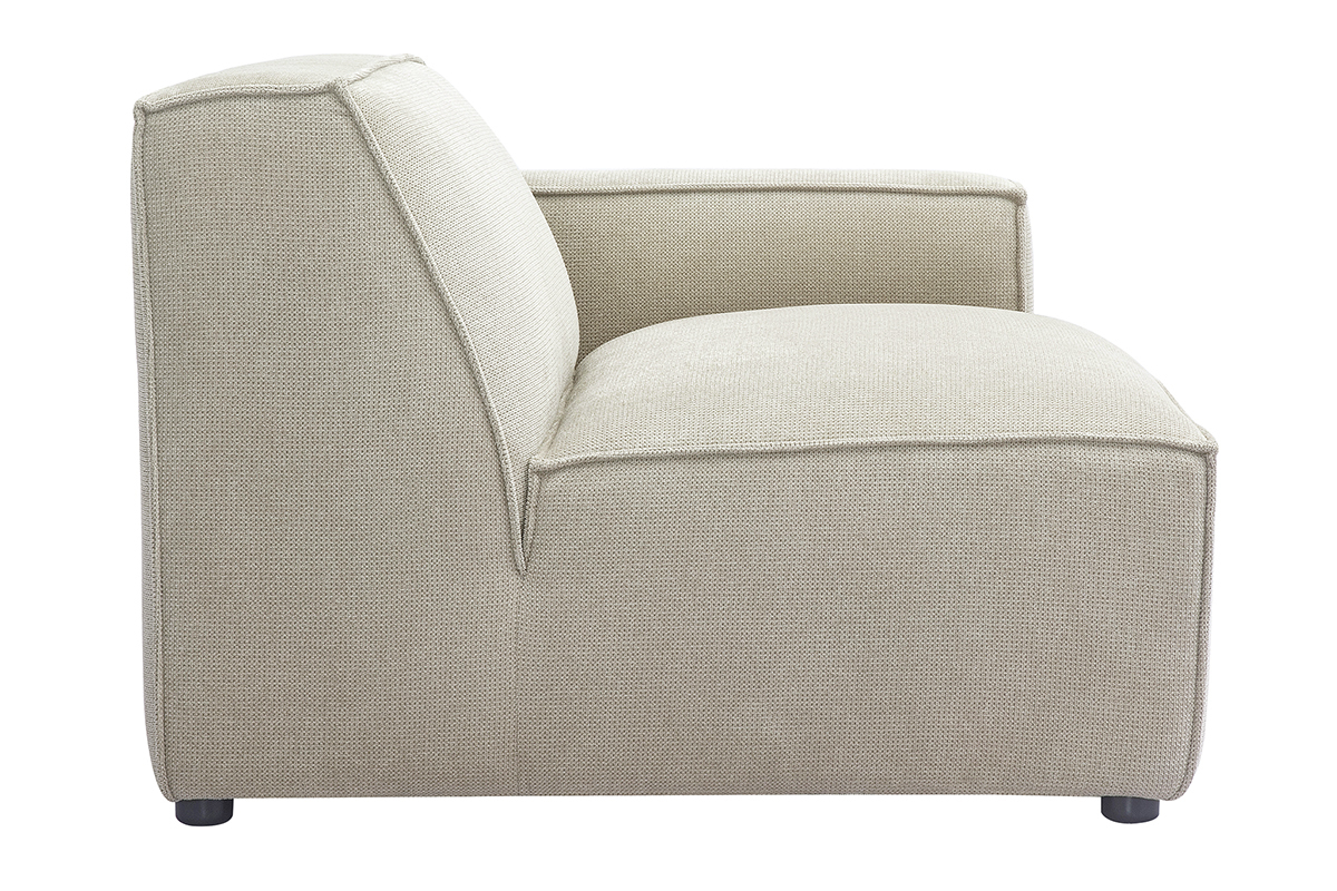 Rechtes Eckmodul fr Sofa in beigem Samteffekt-Texturstoff SPLIT