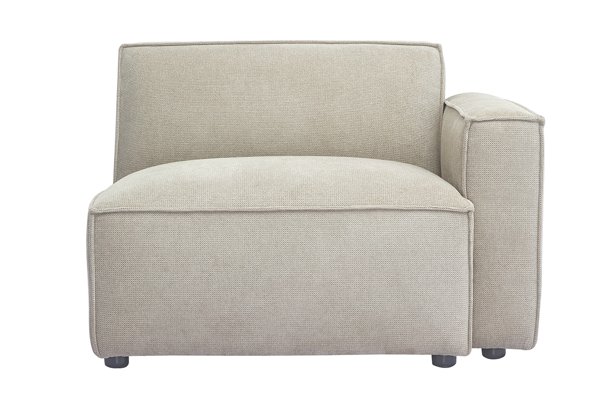 Rechtes Eckmodul fr Sofa in beigem Samteffekt-Texturstoff SPLIT