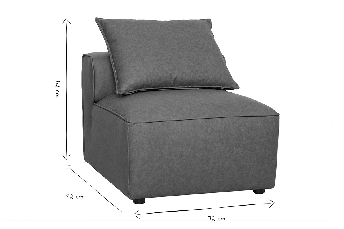 Rechtes Modul f�r Sofa FERGUS mit Ma�en in Schwarz-Wei�: 62 cm H�he, 92 cm Tiefe, 72 cm Breite.