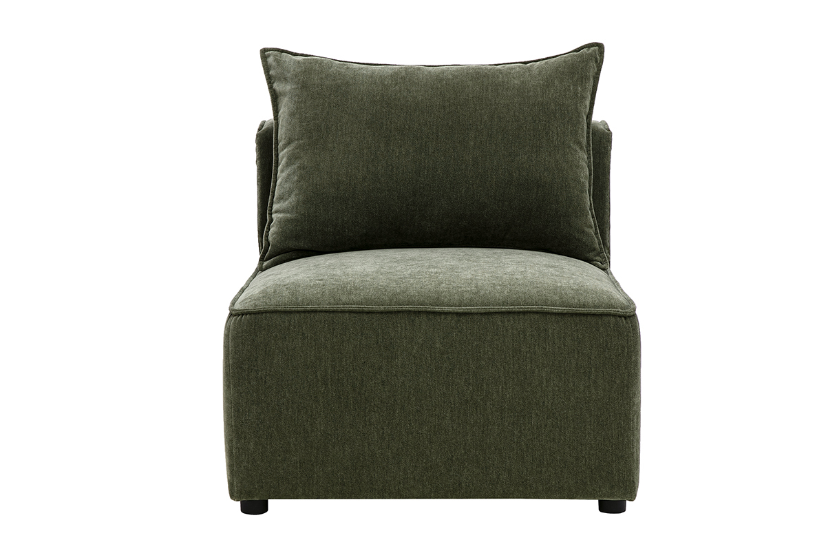 Rechtes Modul f�r Sofa aus Stoff mit gr�ner Khaki-Samtoptik, Vorderansicht.