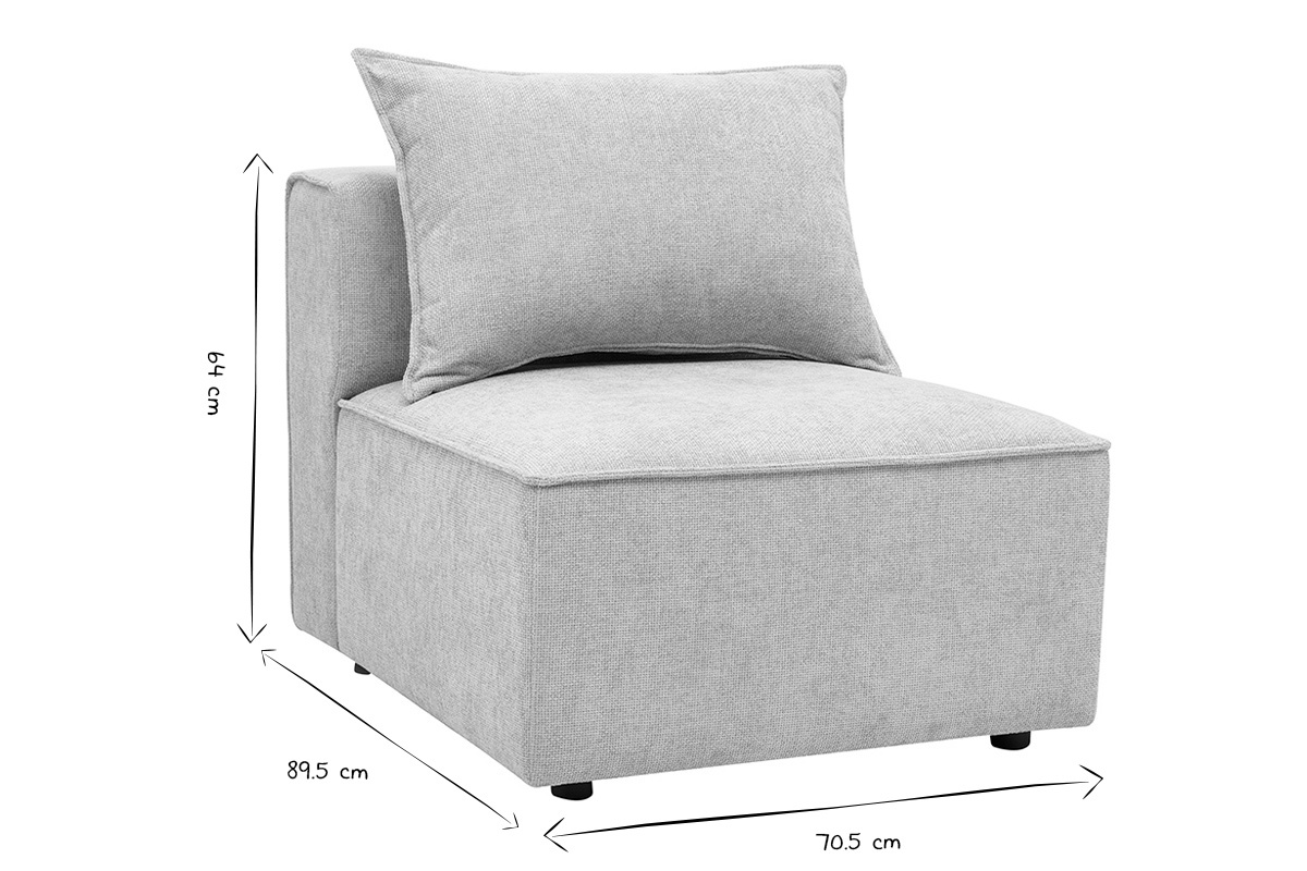 Rechtes Modul KERRY, Ma�e L70,5 x T89,5 x H64 cm in Schwarz und Wei�, Kissen inklusive.