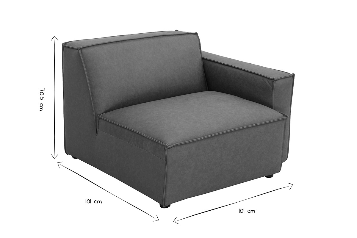 Rechtes Winkelmodul fr braunes Ledersofa SPLIT