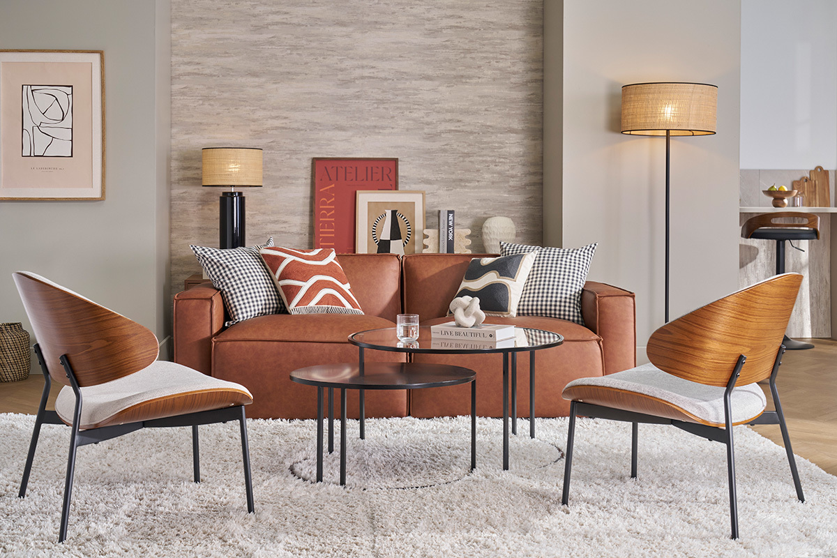 Rechtes Winkelmodul fr braunes Ledersofa SPLIT