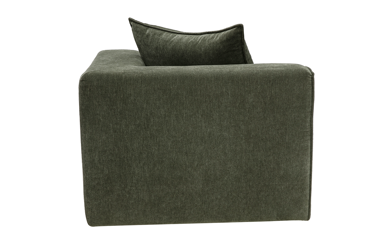 Seitenansicht des rechten Eckmoduls KERRY aus Stoff in samtiger Kaki-Gr�n-Optik