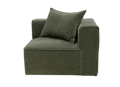 Rechtwinkliges Eckmodul f&uuml;r Sofa aus Stoff in Samteffekt Khaki-Gr&uuml;n KERRY